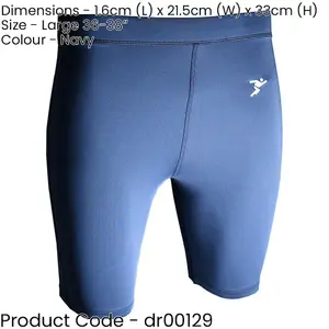 L - NAVY Adult Sports Baselayer Compression Shorts Bottoms - Unisex Training