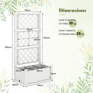 Costway Raised Garden Bed w/ Trellis Outdoor Self-Watering Planter Box Lattice Panels