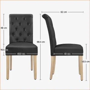 Yaheetech Set of 2 PU Leather Dining Chairs with High Back Dark Grey