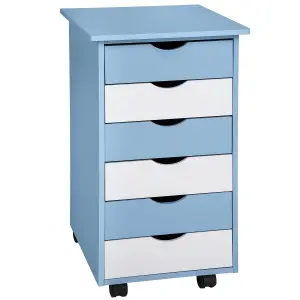 Desk and Filing Cabinet - wooden, tiltable tabletop, 7 step height adjustable - blue