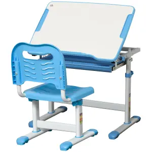 HOMCOM Kids Desk and Chair Set Height Adjustable Student Writing Desk Blue