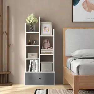 Costway 7 Tier Bookshelf Open Storage Wood Bookcase Organizer Display Shelf w/ Drawer