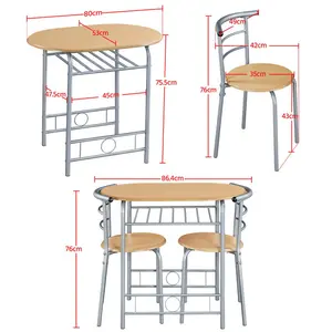 2 - Person Dining Set Natural/Silver / 76" H x 49" W x 43" D