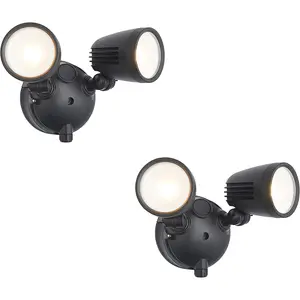 2 PACK Twin Light Outdoor Adjustable Spot Light - 2 x 10W CCT LED Module