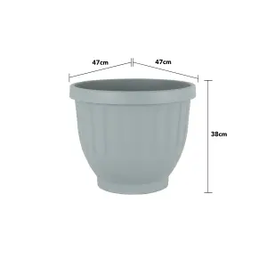 Wham Set 4 Etruscan 47cm Round Plastic Planter Soft Grey