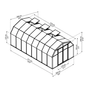 Rion Hobby Gardener 8 Ft W x 12 Ft D Greenhouse 208cm H x 266cm W x 516cm D