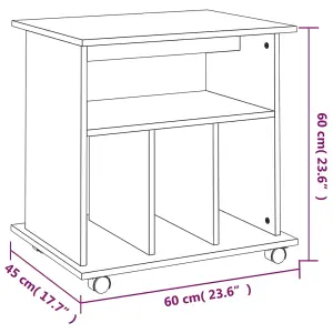 Berkfield Rolling Cabinet Grey Sonoma 60x45x60 cm Engineered Wood