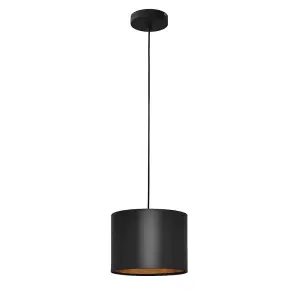 Luminosa Alba Cylindrical Pendant Ceiling Light Black, Gold 20cm