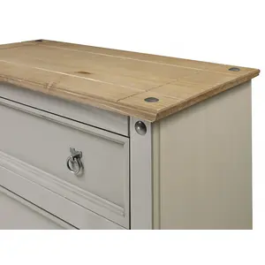 Mercers Furniture Corona Grey Wax Compact 4 Drawer Chest of Drawers Solid Pine with Mexican Styling