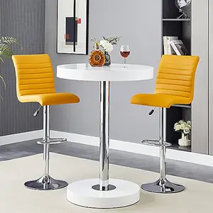 Furniture In Fashion Havana White High Gloss Bar Table With 2 Ripple Curry Stools