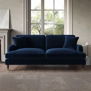 Navy Velvet 3 Seater Sofa - Payton