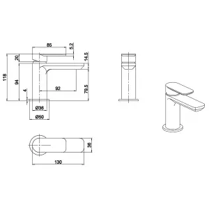 Brushed Brass Basin Tap Mono Mixer Modern Including Waste