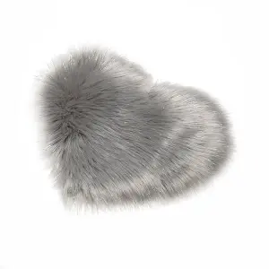 Grey Heart Shape Super Soft Shaggy Floor Area Rug Kids Room Decor Seat Pad 40 x 50 cm