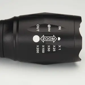 Zoomable LED Flashlight - Battery Powered Portable Aluminium Torch with 5 Zoom Settings, Strobe Light & Handy Carry Strap