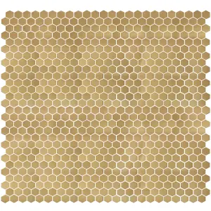 Albena Gold Satin Metal effect Flat Stainless steel Mosaic tile sheet, (L)300mm (W)300mm