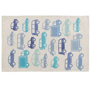 Cotton Kids Rug Car Print 60 x 90 cm Blue MADURAJ