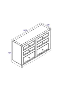 Premium Corona, Grey, 3+3 drawer wide chest of drawers