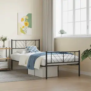 Berkfield Metal Bed Frame with Headboard and Footboard Black 90x200 cm