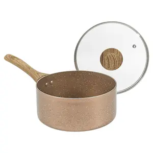 URBN CHEF 20cm Diameter Ceramic Rose Gold Induction Sauce Pan Cookware