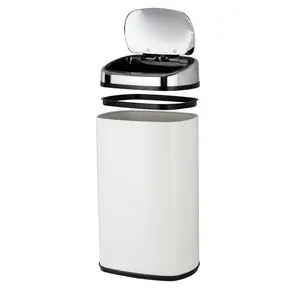 Steel Motion Sensor Rubbish Bin - 58L Almond