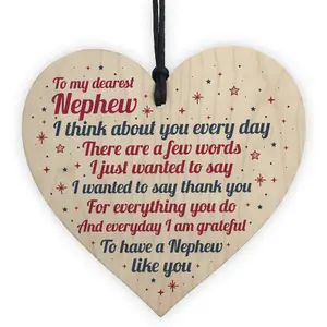 Red Ocean Nephew Birthday Card or Christmas Card Wooden Heart Gifts From Auntie Or Uncle Keepsake Gift