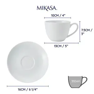 Mikasa Chalk Set of 2 Cappuccino Cups & Saucers