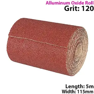 5m 120 Grit Aluminium Oxide Sand Paper Rolls Long Life Sanding Grinding Sheet