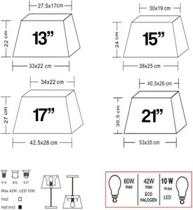 KLIVING 13" Modern Grey Rectangle Light Shade for Ceiling Pendant