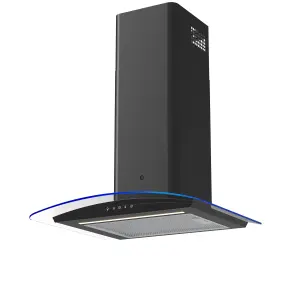 GoodHome LinkSense GHCG60LKBL Black steel & glass Curved Cooker hood (W)59.8cm - Matt black