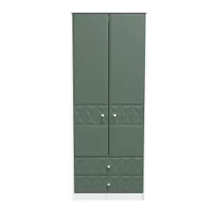 Toledo 2 Door 2 Drawer Wardrobe in Labrador Green & White (Ready Assembled)