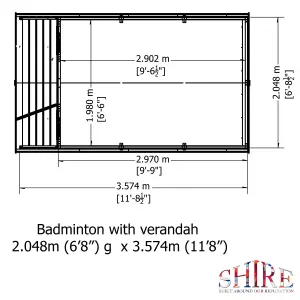 Shire Badminton & Verandah Summerhouse 7x12ft 12mm T&G