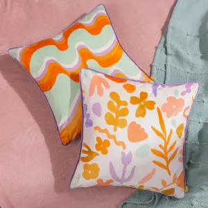 furn. Amelie Doodles Floral Velvet Feather Filled Cushion