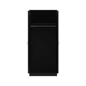 2 Door Black Gloss Double Wardrobe Scratch Resistant Bedroom Furniture