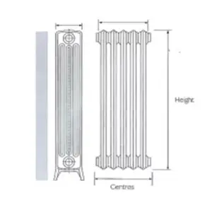 760mm (H) x 456mm (W) - Cast Iron Horizontal Radiator (Rome) - (0.76m x 0.456m) - Depth 180mm