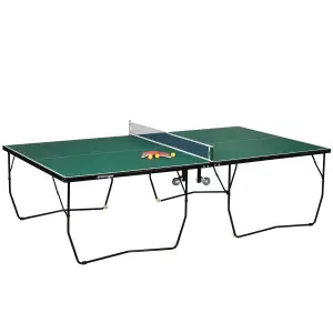 SPORTNOW 9FT Folding Table Tennis Table w/ 8 Wheels, for Indoors - Green