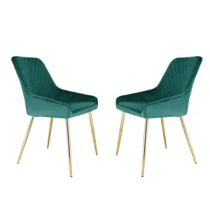 Hamilton - Dining x2 Chair in Velvet - (Green)