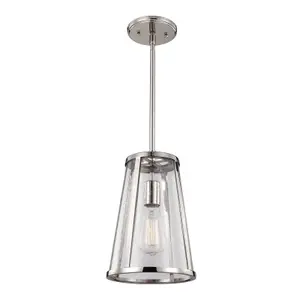 1 Bulb Ceiling Pendant Light Fitting Highly Polished Nickel LED E27 60W