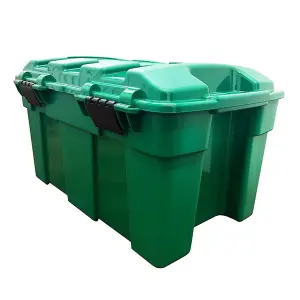 2x 40 Litre Large Capacity Green Storage Chest Spacious Heavy Duty Home Garden Garage Trunks