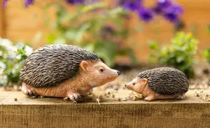 2pc Hedgehog Garden Ornaments Set