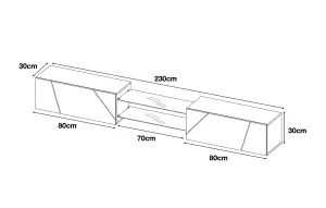 Furneo White Floating TV Unit High Gloss Matt Living Room Set Display Cabinets Art01/02 White LED Lights