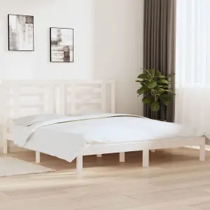 Berkfield Bed Frame White Solid Wood 180x200 cm 6FT Super King Size