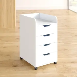 Fordham 40cm Wide 4 -Drawer Mobile Solid Wood File Cabinet White