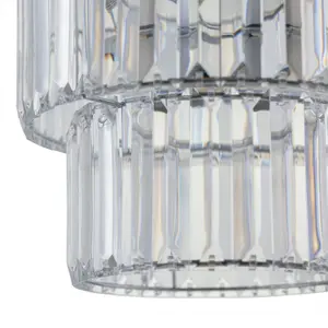 First Choice Lighting Clint Clear Acrylic Crystal Two Tier Easy Fit Pendant Shade