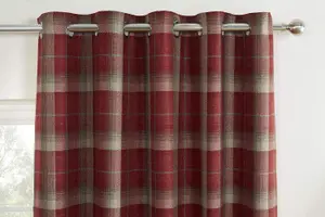 Carnoustie Red Checked Eyelet Blackout Curtains