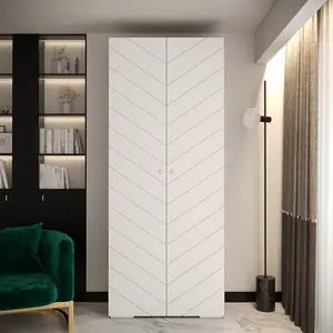 White Manhattan IV Elegant Hinged Door Wardrobe W1000mm H2370mm D470mm - 2 Doors, 10 Shelves