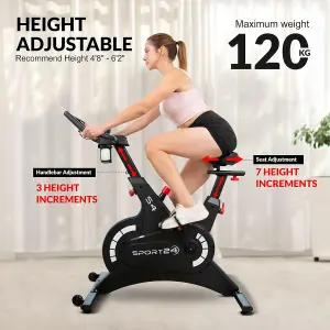 Smart Upright Exercise Spinning Bike for Home with 8kg Flywheel, LCD Screen, Multi-Resistance Levels, Indoor Bicycle Cardio