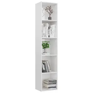 Berkfield Book Cabinet High Gloss White 40x30x189 cm Engineered Wood