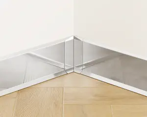 Set of 4 Internal Modular Steel Corners for Steel Skirting Boards - Silver Polished