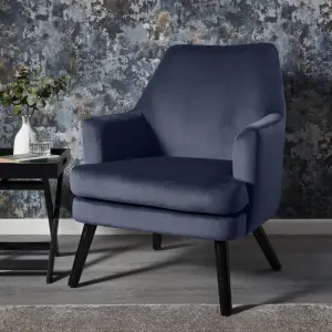 Kenver Dark blue Velvet effect Relaxer chair (H)895mm (W)720mm (D)735mm