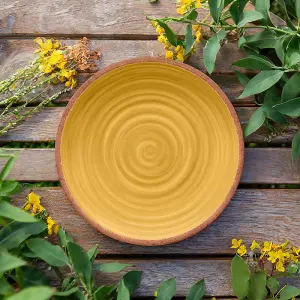 Purely Home Rustic Swirl Yellow Melamine Dinner Plates - Set of 4